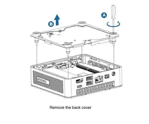 Remove the back cover of GEEKOM Mini Air11 Mini PC