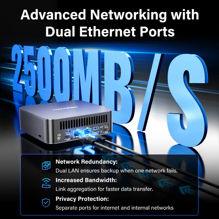 GEEKOM GT2 Mega AI Mini PC with dual ethernet ports